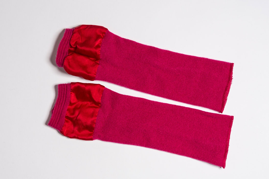 Pink wool and silk mittens for women BIJOU